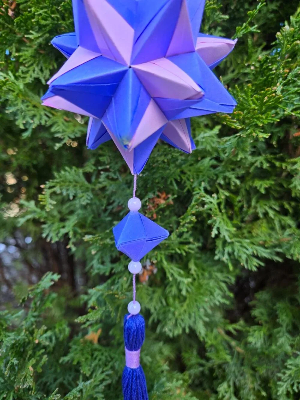 Handmade Kusudama Origami | Purple & Indigo Prism Tassel